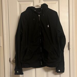 Polo by Ralph Lauren Black Windbreaker Jacket Cotton Nylon Size Large